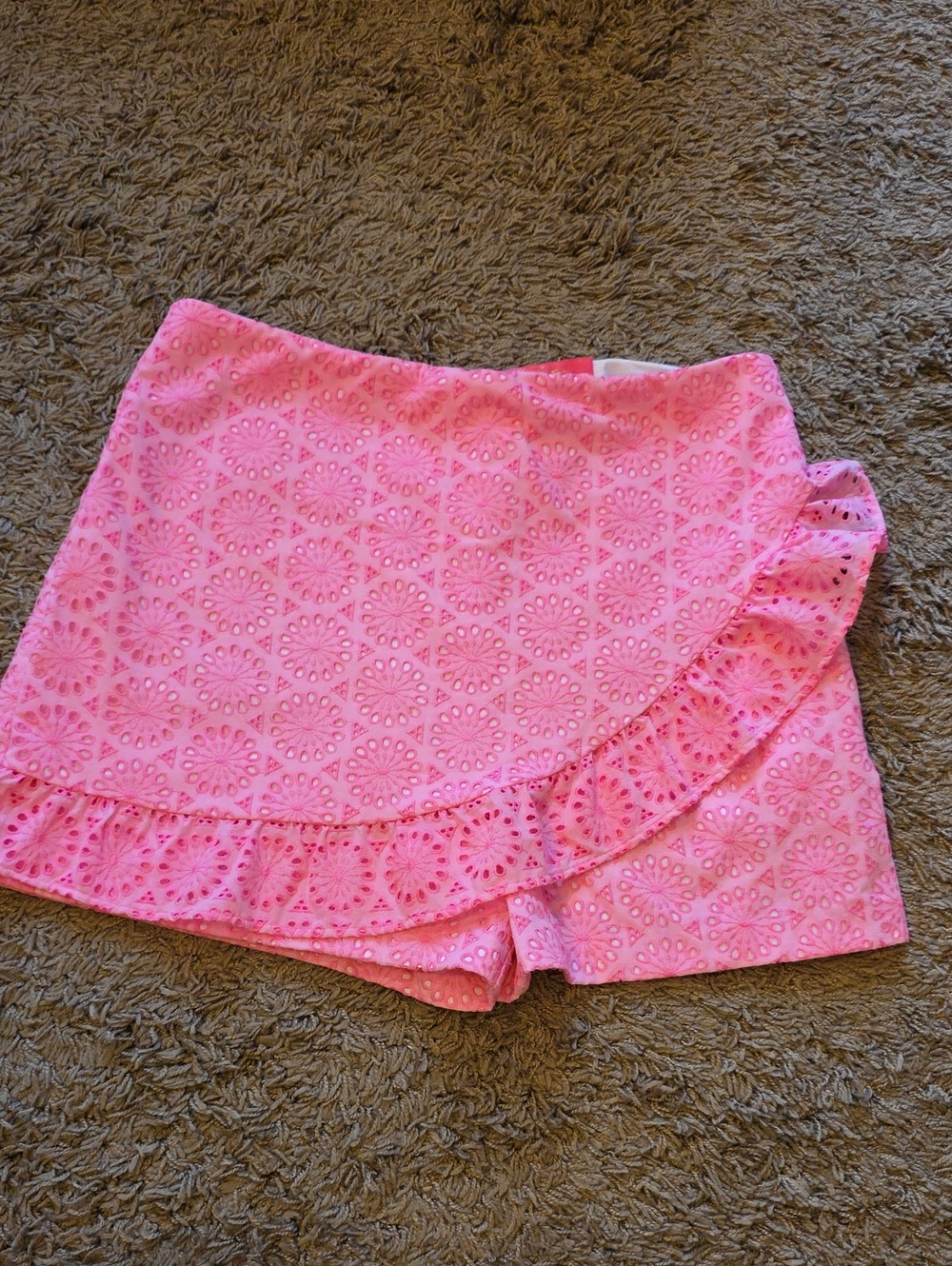 Lilly Pulitzer Pink Eyelet Wrap Skort with Ruffle Hem